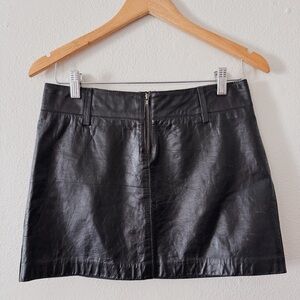 Y2K VINTAGE LOW RISE BLACK LEATHER MINI SKIRT